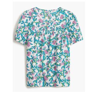J. Crew Factory Block Print Puff Sleeve Top